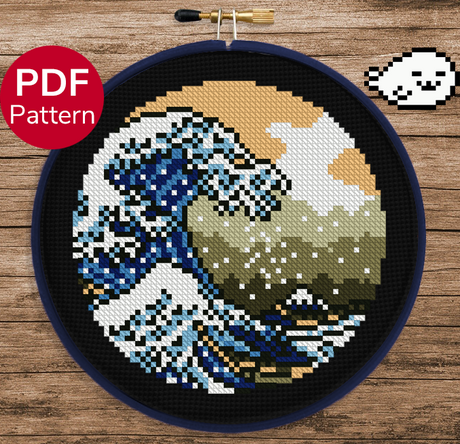 Mini Great Wave Cross Stitch Pattern