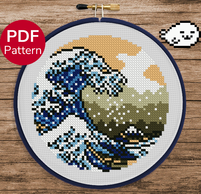 Mini Great Wave Cross Stitch Pattern