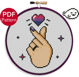 Bisexual Korean Heart for light backgrounds Cross Stitch Pattern