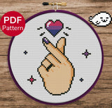 Bisexual Korean Heart for light backgrounds Cross Stitch Pattern