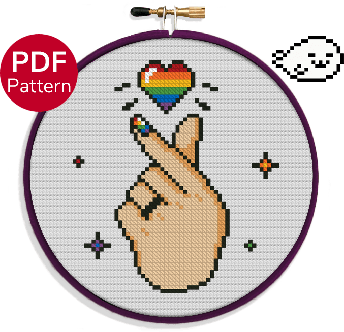 LGBT Korean Heart for light backgrounds Cross Stitch Pattern