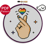 LGBT Korean Heart for light backgrounds Cross Stitch Pattern