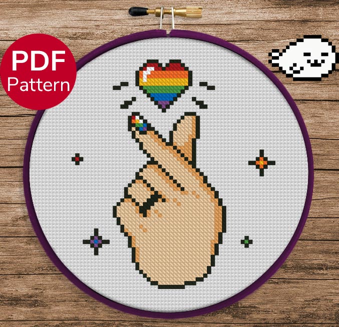 LGBT Korean Heart for light backgrounds Cross Stitch Pattern