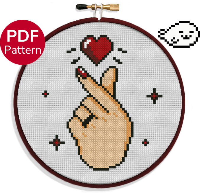 Red Korean Heart for light backgrounds Cross Stitch Pattern