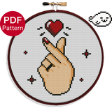 Red Korean Heart for light backgrounds Cross Stitch Pattern