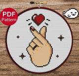 Red Korean Heart for light backgrounds Cross Stitch Pattern