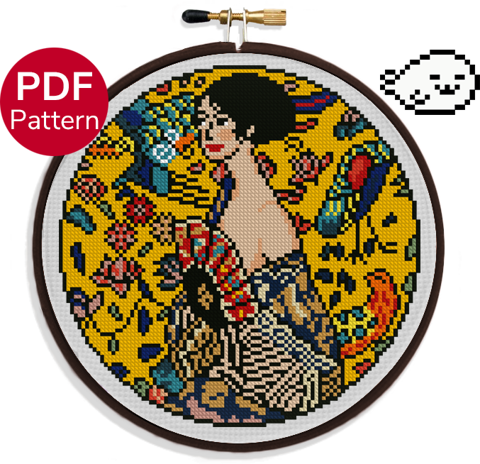 Lady with a Fan Cross Stitch Pattern