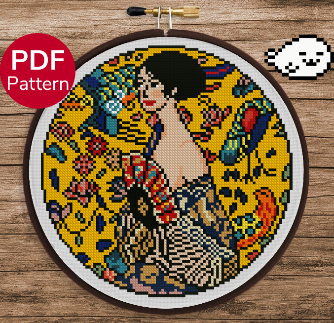 Lady with a Fan Cross Stitch Pattern