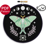 Mystical Luna Moth - Dark Backgrounds Cross Stitch Pattern