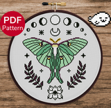 Mystical Luna Moth - Light Backgrounds Cross Stitch Pattern