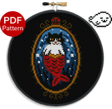 Mermaid Cat Cross Stitch Pattern