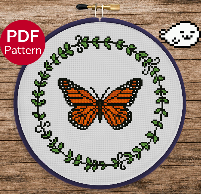 Monarch Butterfly Cross Stitch Pattern