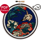 Hokusai – Canary and Peony Cross Stitch Pattern