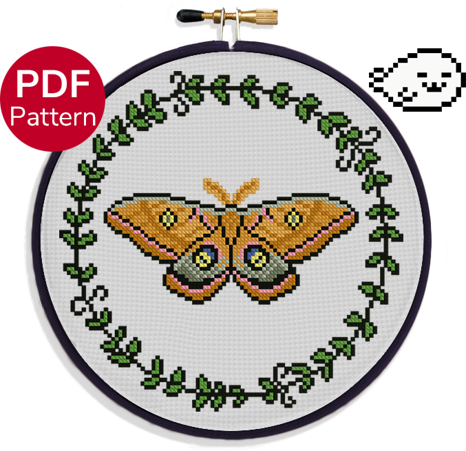 Polyphemus Moth Cross Stitch Pattern