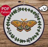 Polyphemus Moth Cross Stitch Pattern