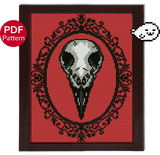 Raven Skull Cross Stitch Pattern