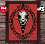 Raven Skull Cross Stitch Pattern