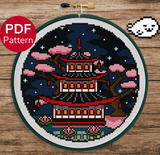 Spring Pagoda Cross Stitch Pattern