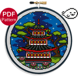 Summer Pagoda Cross Stitch Pattern