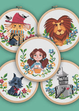 The Wizard of Oz Bundle: Dorothy, Toto, the Scarecrow, the Lion, and the Tin Man (L. Frank Baum) 5 Cross Stitch Patterns