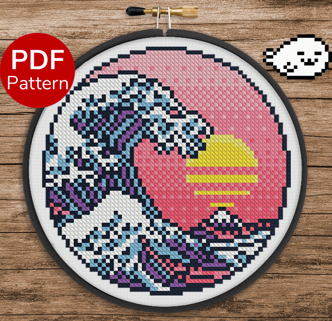 The Great Vaporwave Cross Stitch Pattern